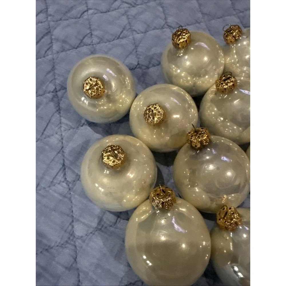 Vintage Set Of 11 Champagne Color Mercury Glass Ornaments 3in Germany